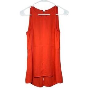 BCBGMaxAzria Caralyn Shirt Women Size XXS Vibrant Orange Sleeveless Split Back